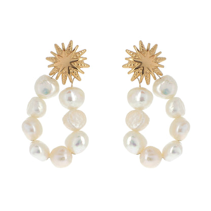 Boucles d'oreilles avec perles d'eau douce et étoile