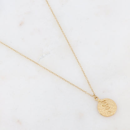 Collier doré avec pendentif martelé motif serpent 41+5 cm