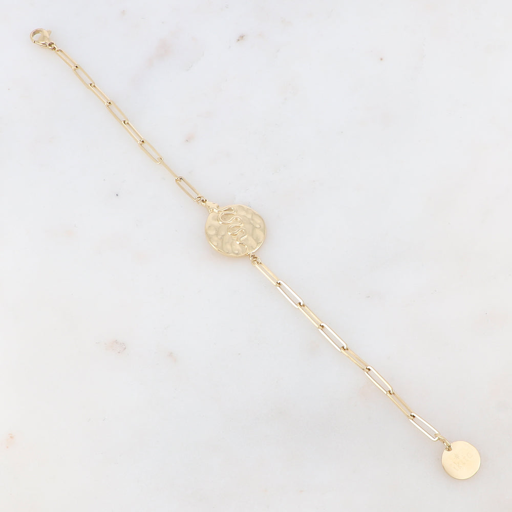 Bracelet avec pendentif martelé motif serpent