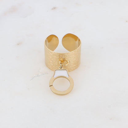 Bague pampille menotte et nacre