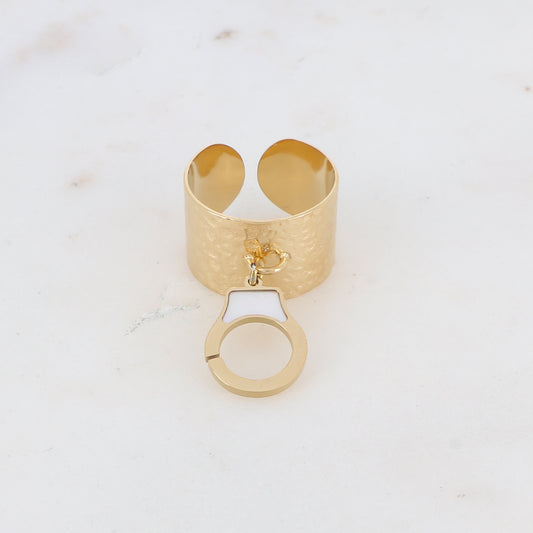 Bague pampille menotte et nacre