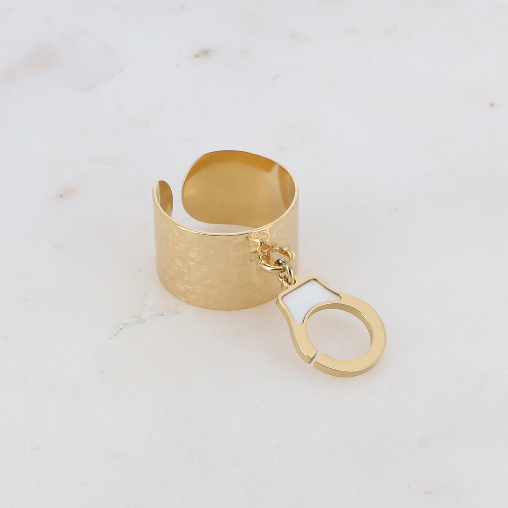Bague pampille menotte et nacre