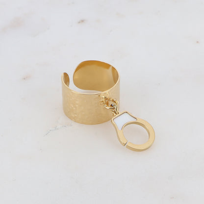 Bague pampille menotte et nacre