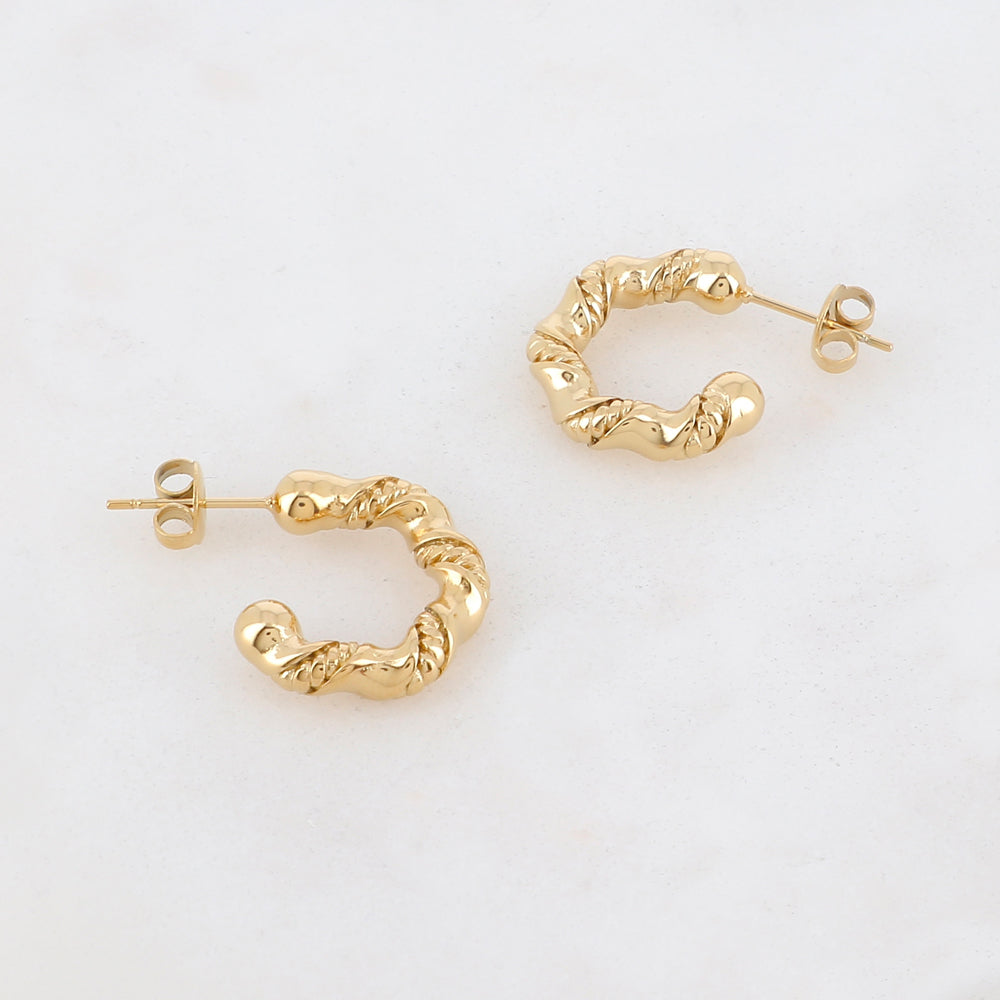 Créoles à puce lisses et torsadées (2CM)