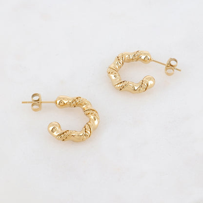 Créoles à puce lisses et torsadées (2CM)