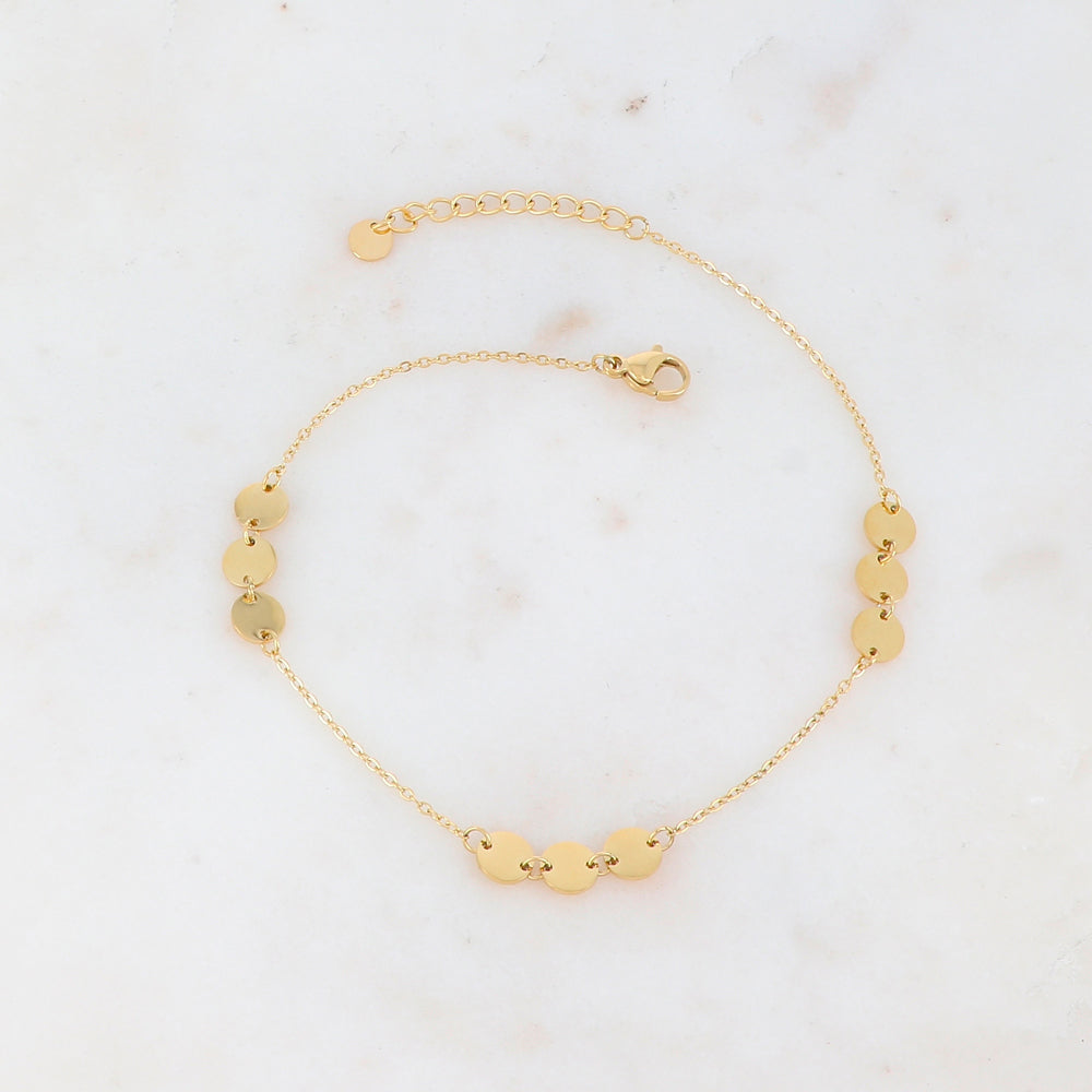 Chaîne de cheville avec pastilles rondes(23+3CM)