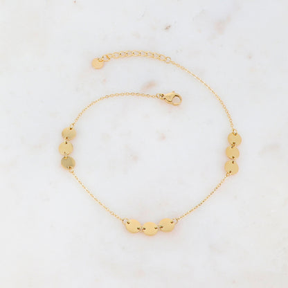 Chaîne de cheville avec pastilles rondes(23+3CM)