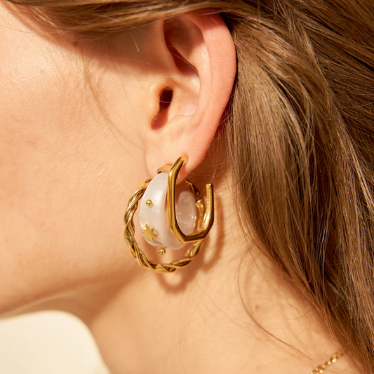 Créoles à puce géométrique 2,3 x 3cm