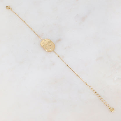 Bracelet avec pièce géométrique, strass, motif soleil, lune, étoile et main