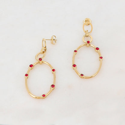 B.O à puce avec 3 anneaux ovales et strass 2,15 x 5,7 cm.