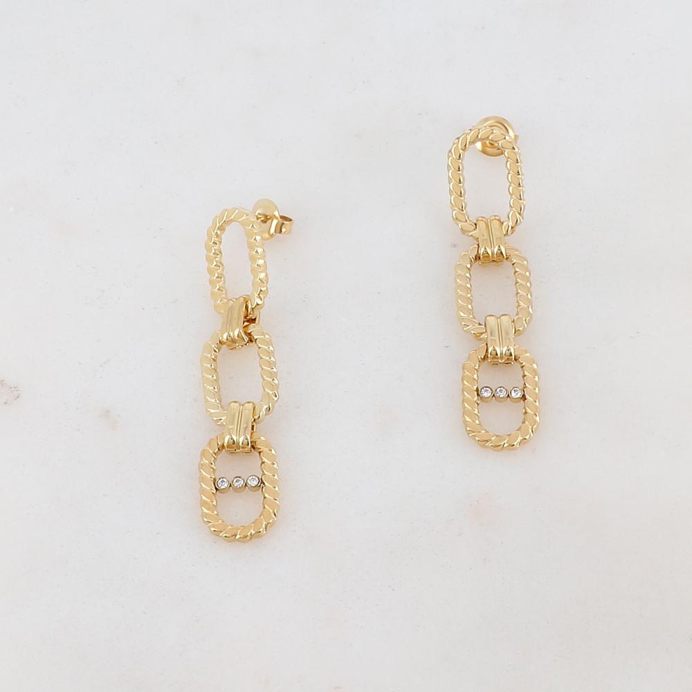 B.O à puce avec multi-anneaux et 3 strass 1x5CM.