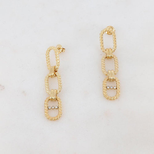 B.O à puce avec multi-anneaux et 3 strass 1x5CM.
