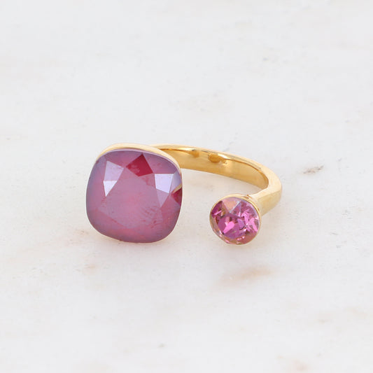 Bague - ornée de 2 cristaux de Swarovski® - Dark red & Lilac shadow