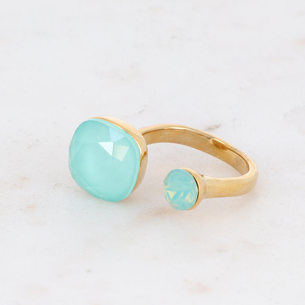 Bague - ornée de 2 cristaux de Swarovski® - Mint green & Pacific opal