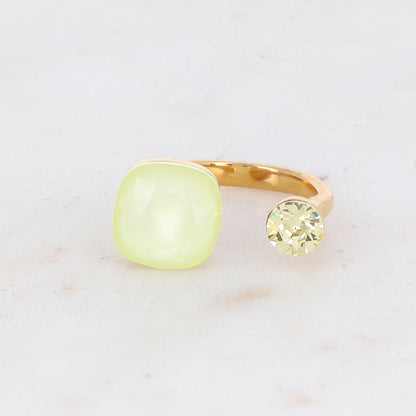 Bague - ornée de 2 cristaux de Swarovski® - Powder yellow & Jonquil