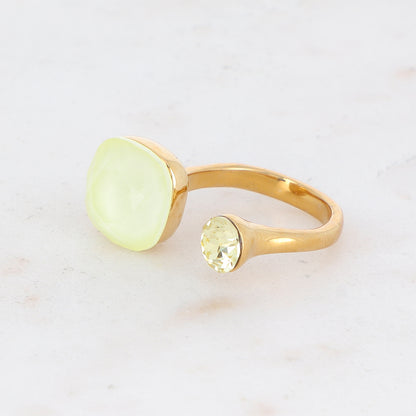 Bague - ornée de 2 cristaux de Swarovski® - Powder yellow & Jonquil