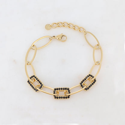 Bracelet maille multi-ovale avec strass