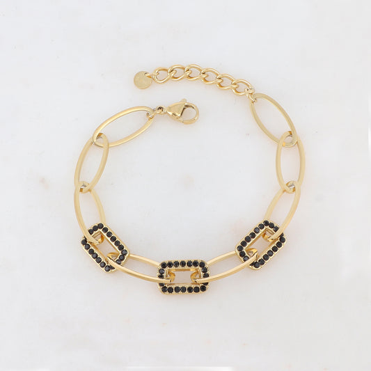 Bracelet maille multi-ovale avec strass