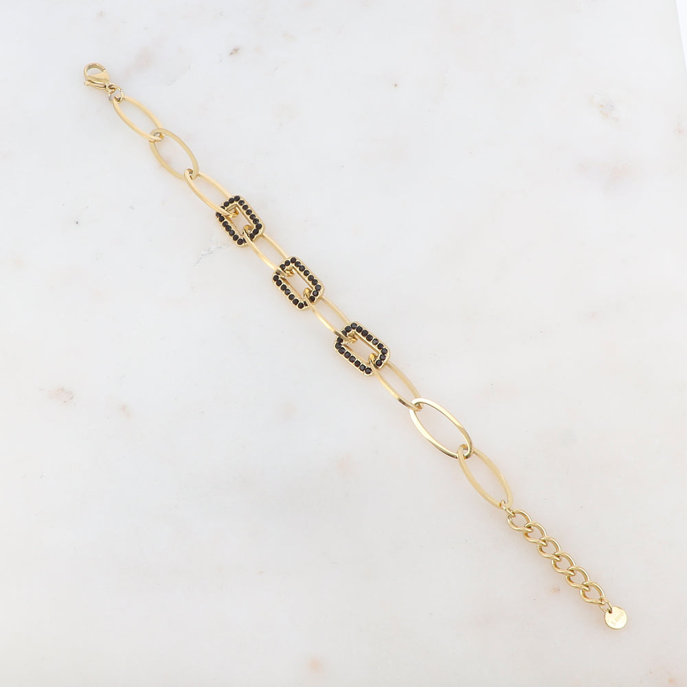Bracelet maille multi-ovale avec strass