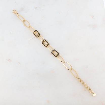 Bracelet maille multi-ovale avec strass