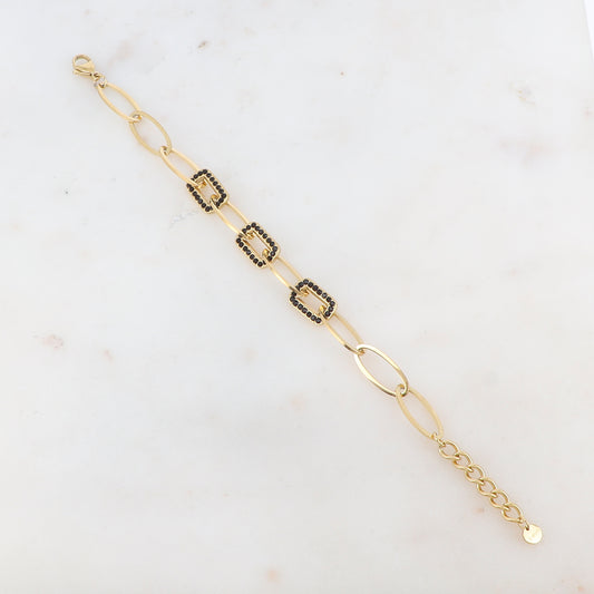 Bracelet maille multi-ovale avec strass