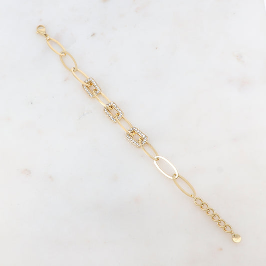 Bracelet maille multi-ovale avec strass