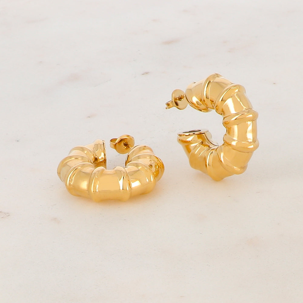Créoles à puce, motif géométrique Diamètre: 3 cm