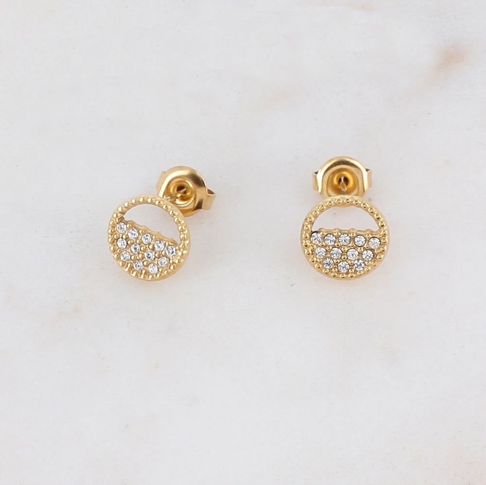 B.O à puce rondes ajourées avec strass (1.4CM)