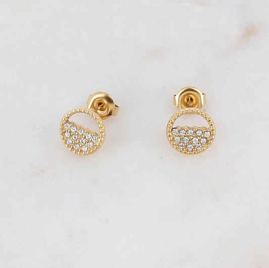 B.O à puce rondes ajourées avec strass (1.4CM)