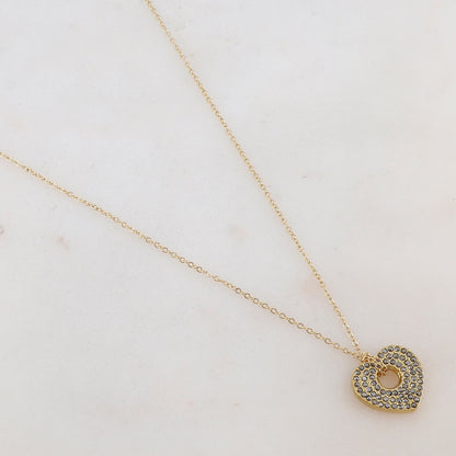 Collier doré avec pendentif en forme de cœur et hématite 47+5 cm