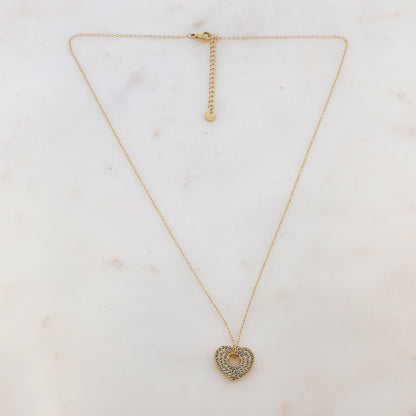 Collier doré avec pendentif en forme de cœur et hématite 47+5 cm