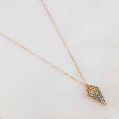 Collier doré avec pendentif en forme de pyramide et hématite 47+5 cm