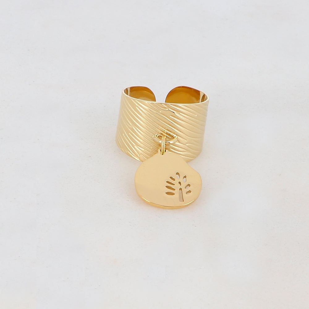 Bague pampille ronde ajourée de façon arbre