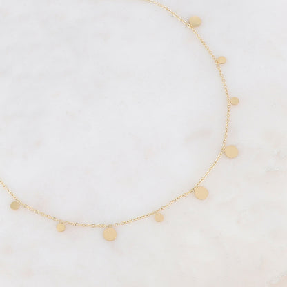 Collier doré orné de pampilles rondes 39+5 cm