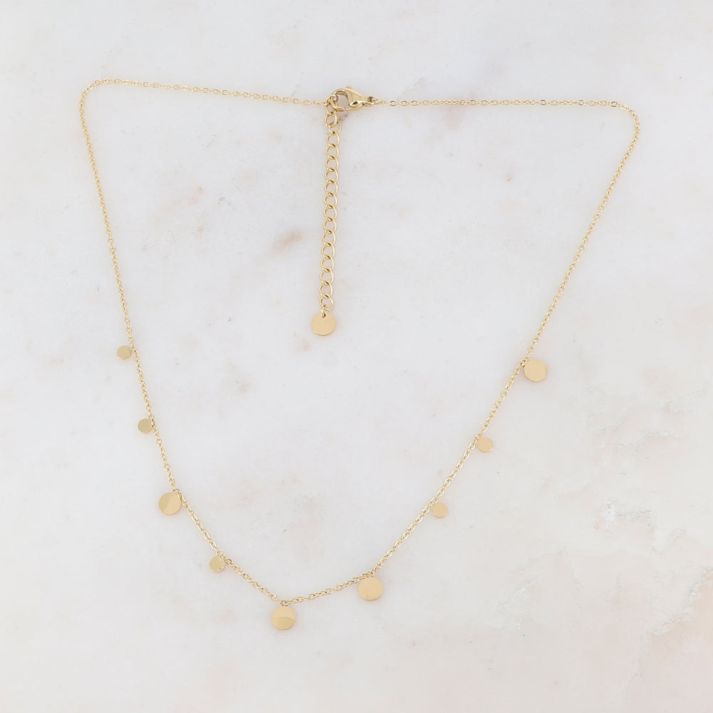 Collier doré orné de pampilles rondes 39+5 cm