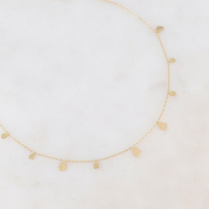 Collier doré orné de pampilles géométriques 39+5 cm