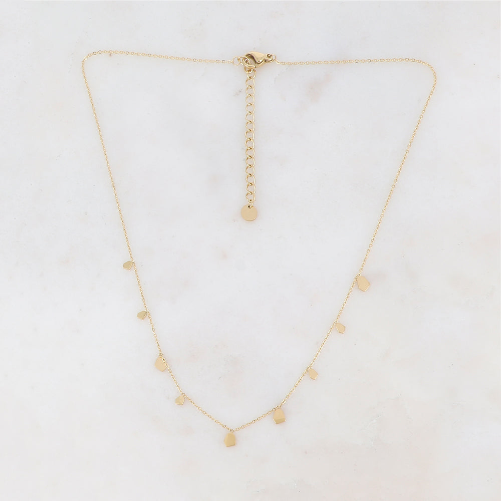 Collier doré orné de pampilles géométriques 39+5 cm