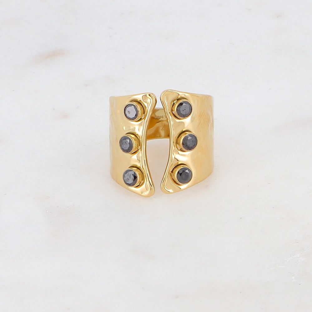 Bague martelée avec 6 strass