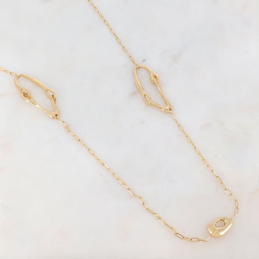 Sautoir en maille avec 4 pièces géométriques (90+10CM)