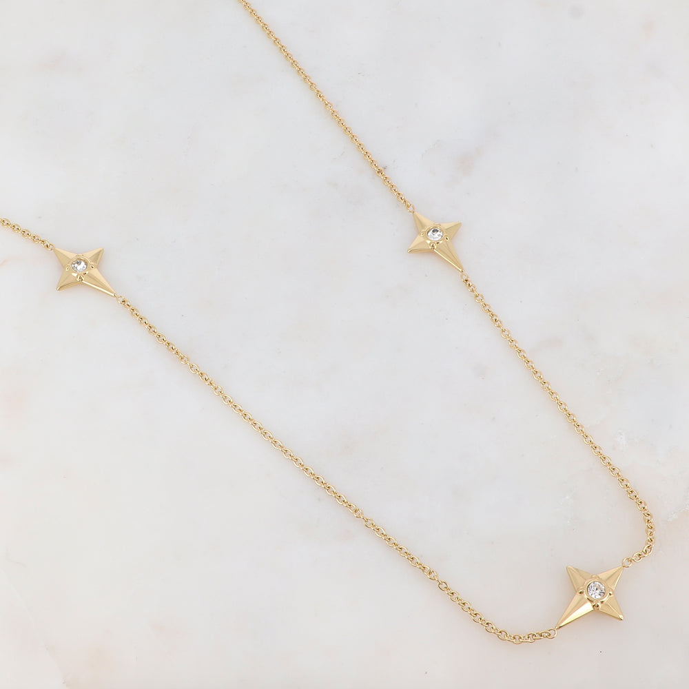 Sautoir avec 4 étoiles et strass (90+10CM)