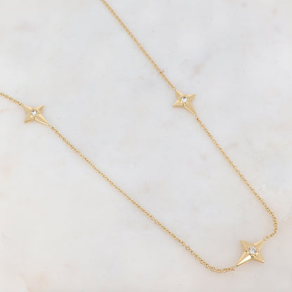 Sautoir avec 4 étoiles et strass (90+10CM)