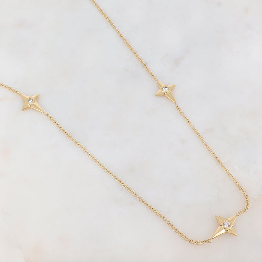 Sautoir avec 4 étoiles et strass (90+10CM)