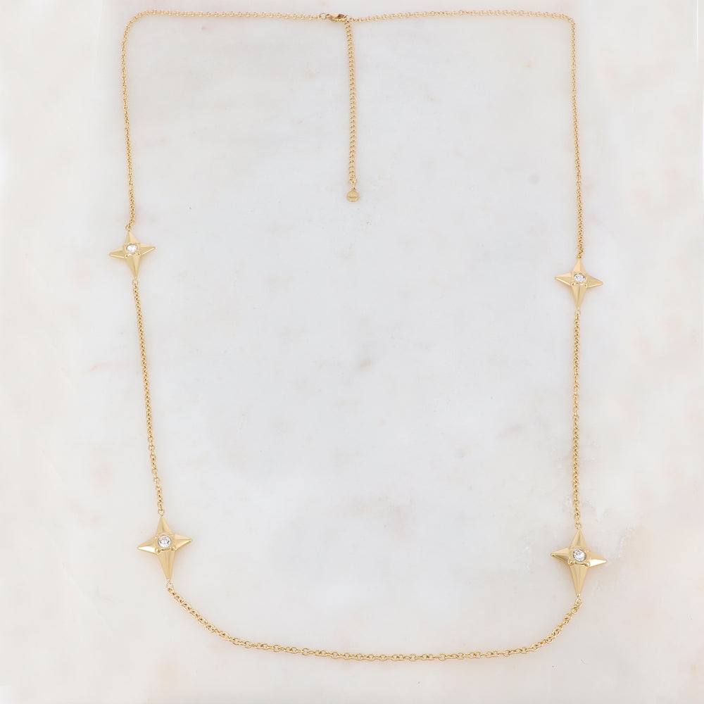 Sautoir avec 4 étoiles et strass (90+10CM)