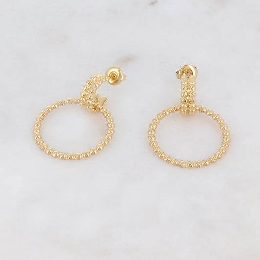 Créoles à puce avec anneaux 2 cm x 3,3 cm.