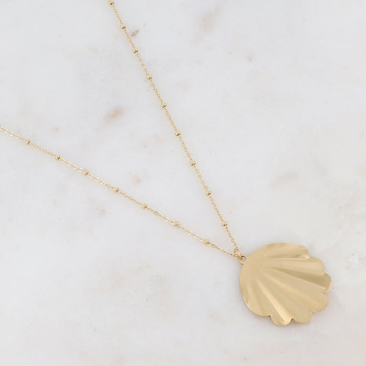Sautoir doré composé d'un pendentif feuille 65+5 cm