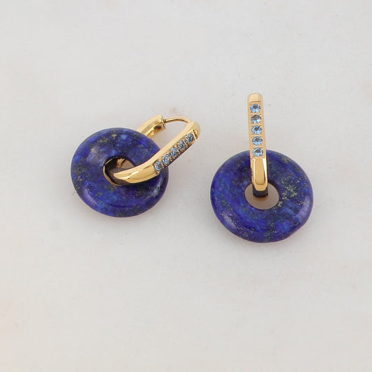 Créoles avec strass et pierre naturelle 1,3 x 2,8 cm