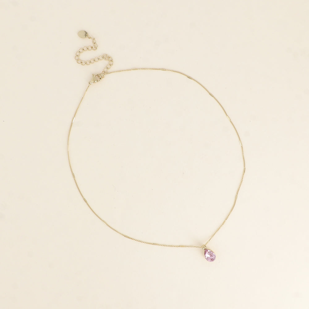 Collier orné de cristaux de Swarovski® en forme de goutte - Longueur de chaîne : 38+7 cm - Dimensions du cristal : 7x10 mm - Light Amethyst