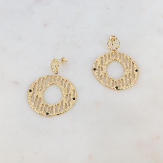 Boucles d'oreilles effet rainuré et strass