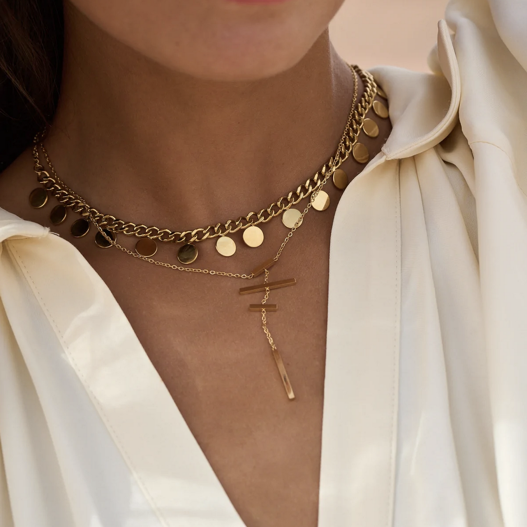 Collier doré avec 4 barres 38+7 cm