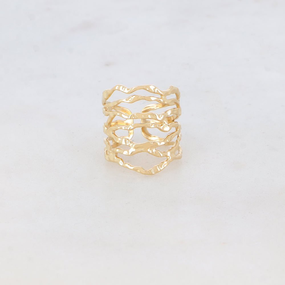 Bague 7 rangs aux motifs graphiques